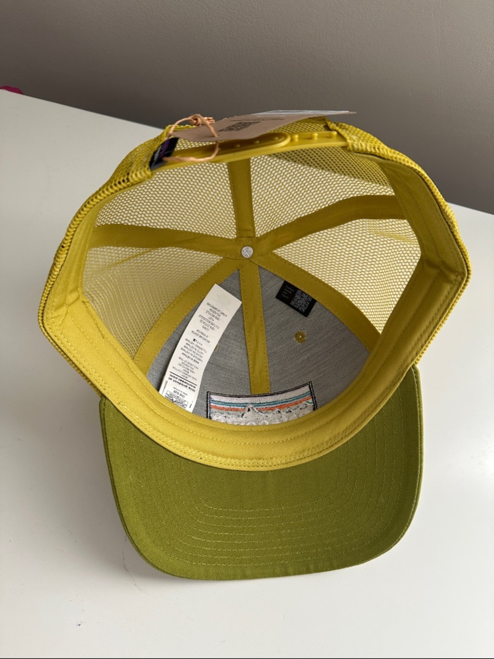 Patagonia Olive Green and Yellow Mesh Trucker Hat - Picture 3 of 4